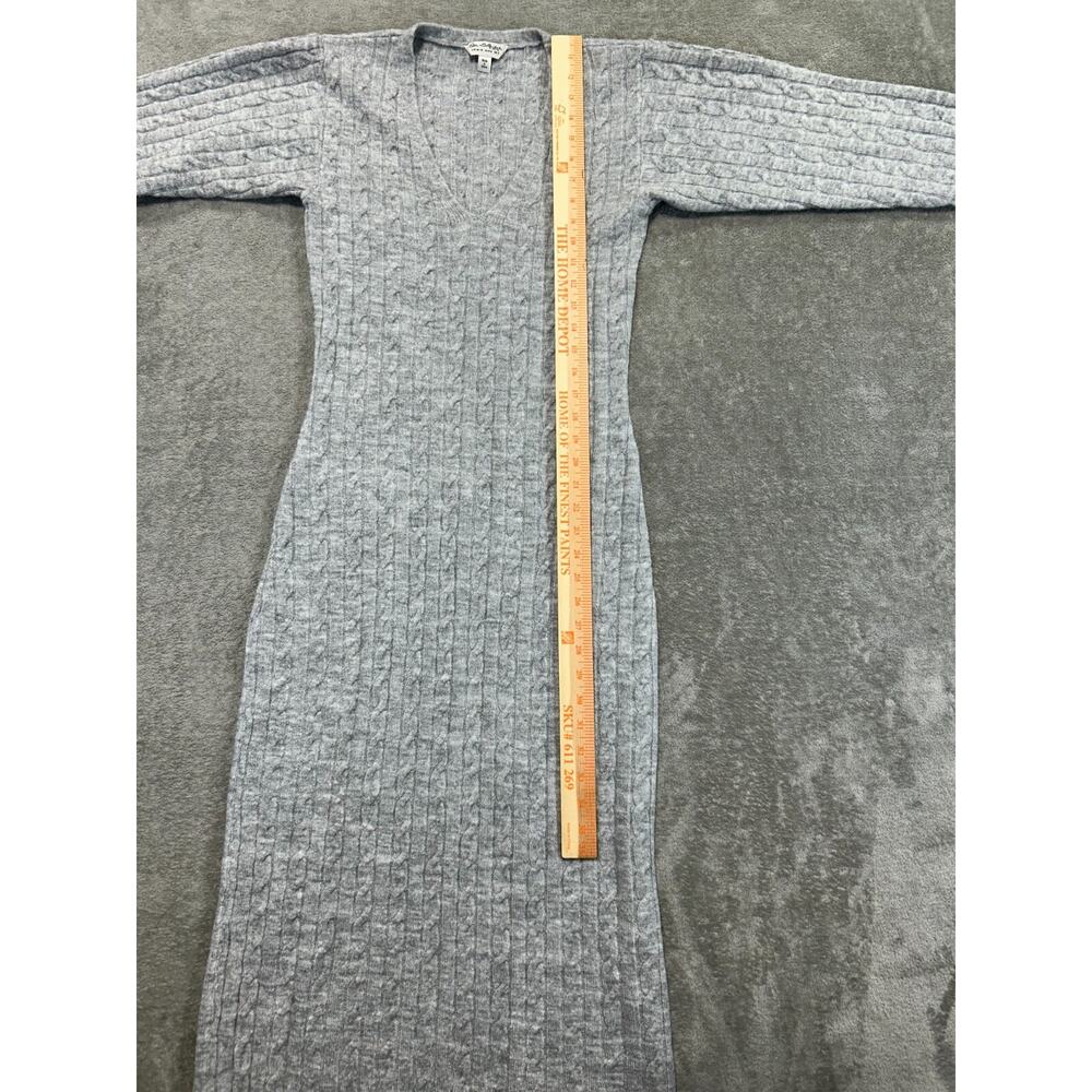 miss selfridge cable v neck fitted sweater midi dress pale gray heather size 4-6 - Picture 8 of 11